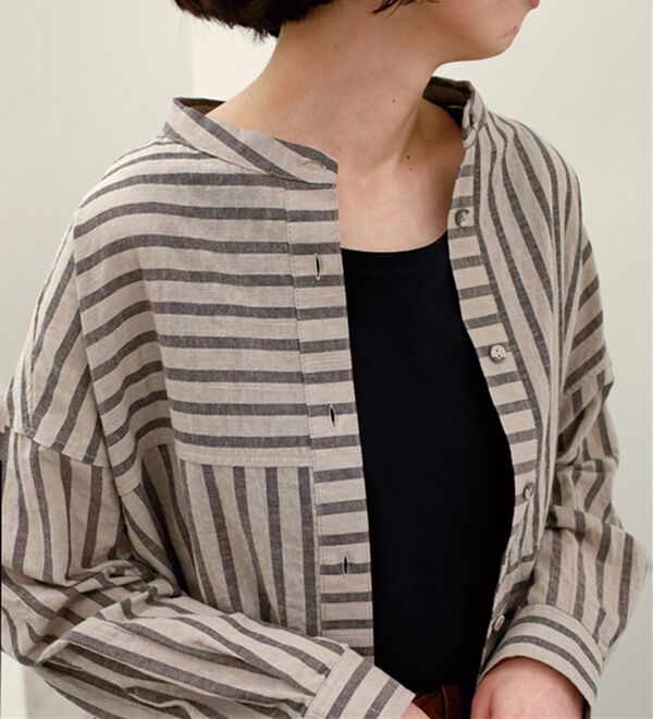 BELLUNA（ベルーナ）の「綿麻素材クレイジーデザインシャツ（チュニック）」｜詳細画像