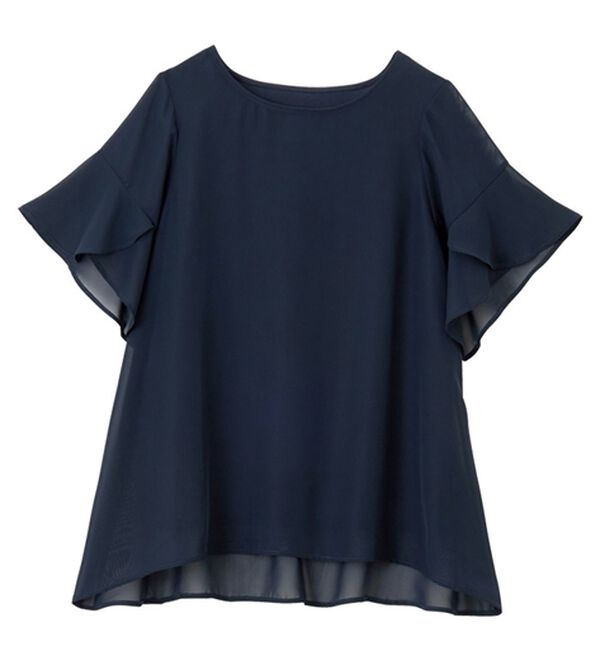 GeeRA（ジーラ）の「【接触冷感】異素材シフォンレイヤードチュニック（チュニック）」｜詳細画像