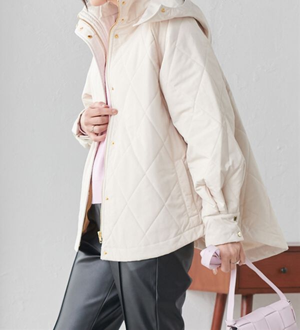 RANAN（ラナン）の「２ｗａｙボリューム袖ライトダウンキルティングアウター（ハーフコート）」｜詳細画像