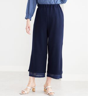 BELLUNA（ベルーナ）の「【Ｌａｇｒｉｌｕａ】裾レース使いアシメ切替デザインパンツ（ワイドパンツ・ガウチョ）」｜ネイビー