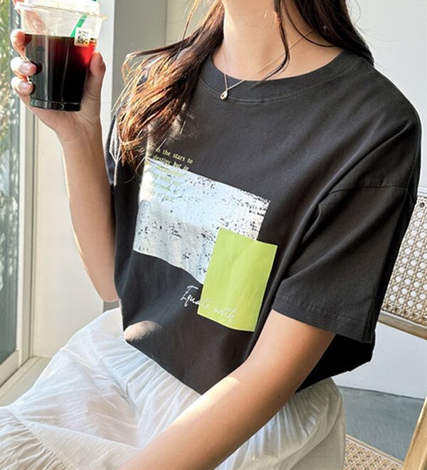 GeeRA（ジーラ）の「アソートロゴプリントＴシャツ（カットソー）」｜チャコール&times;ハクプリント