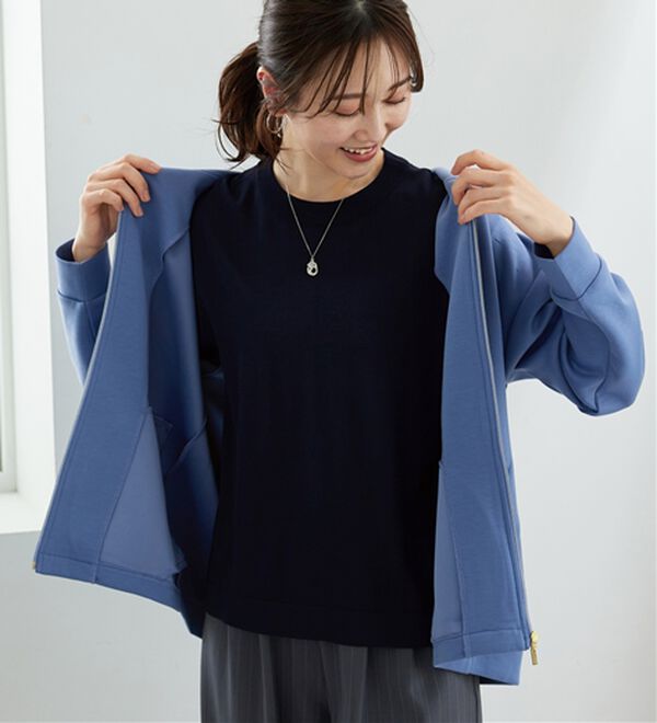 BELLUNA（ベルーナ）の「【快適Ｌａｂ．】とろみ素材裾タックパーカー（パーカー）」｜詳細画像