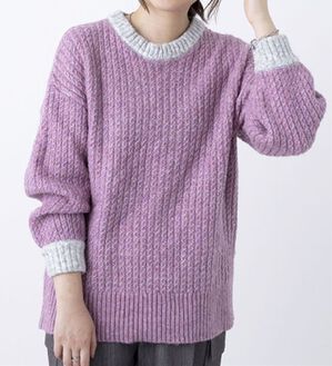 BELLUNA（ベルーナ）の「メランジ調配色ニットプルオーバー（ニット・セーター）」｜ピンク