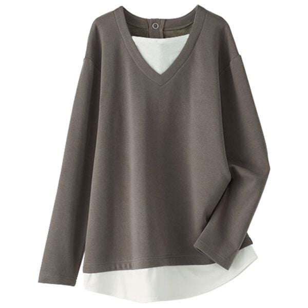 BELLUNA（ベルーナ）の「まるで着る毛布！裏ファー重ね着風チュニック（チュニック）」｜モカ