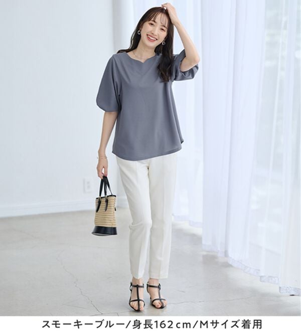 alotta（アロッタ）の「＜６つの機能付＞パフ袖ハートネックブラウスＴシャツ（ブラウス）」｜詳細画像