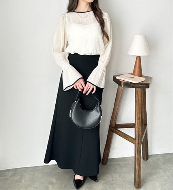 GeeRA（ジーラ）の「配色パイピング表面感ブラウス（ブラウス）」｜詳細画像