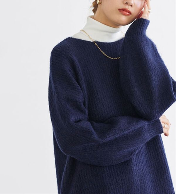 Pierrot（ピエロ）の「【洗濯機で洗える】ネックが選べるふんわりボリューム袖ニット（ニット・セーター）」｜詳細画像