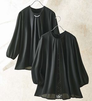 ルフラン（ルフラン）の「【２着組】略礼装対応　黒のきちんと見えブラウス（ブラウス）」｜2着組