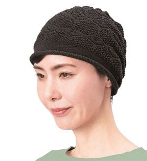 「やわらかシルクのニット帽（帽子）」｜チャコール