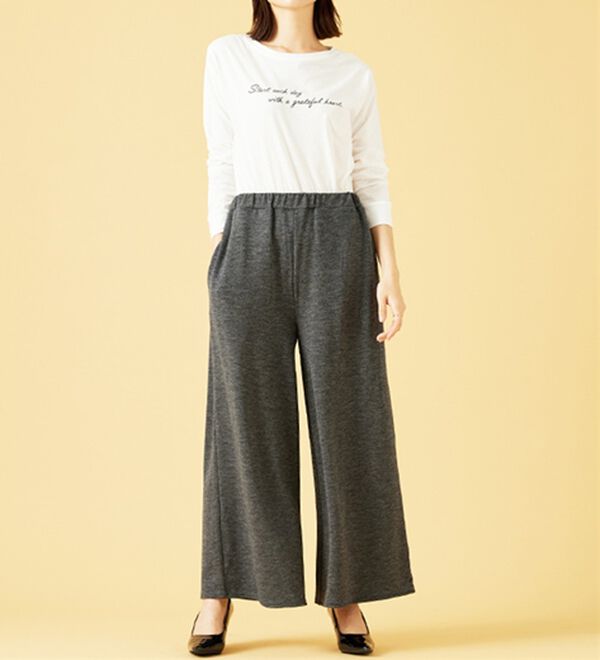 BELLUNA（ベルーナ）の「ウエスト楽々！キレイ見えワイドパンツ（ワイドパンツ・ガウチョ）」｜詳細画像