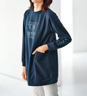 BELLUNA（ベルーナ）の「＜ＥＬＬＥ　Ａｃｔｉｖｅ＞かのこロゴプリントチュニック（チュニック）」｜ネイビー