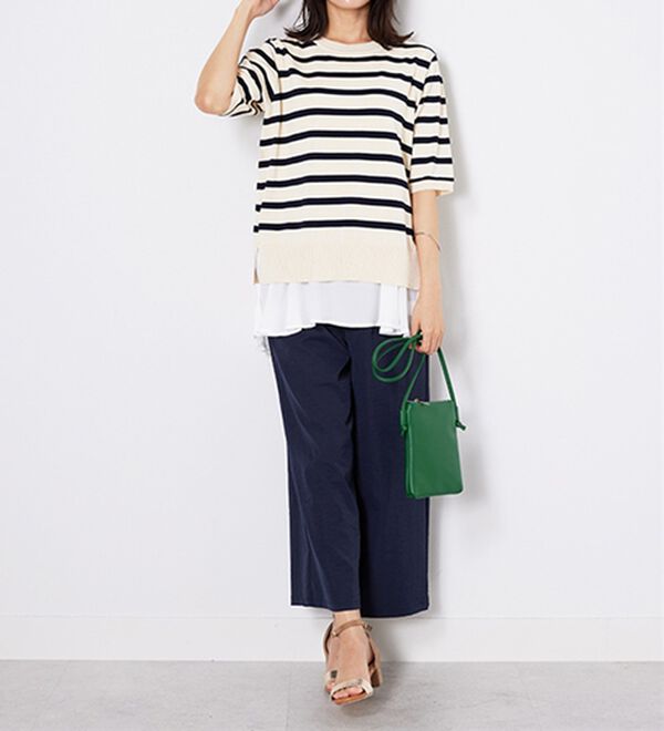 BELLUNA（ベルーナ）の「【2点セット】バックスリットボーダーニットアンサンブル（ニット・セーター）」｜詳細画像