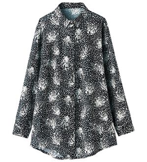 BELLUNA（ベルーナ）の「コットンリネンプリントロングシャツ（シャツ）」｜黒系