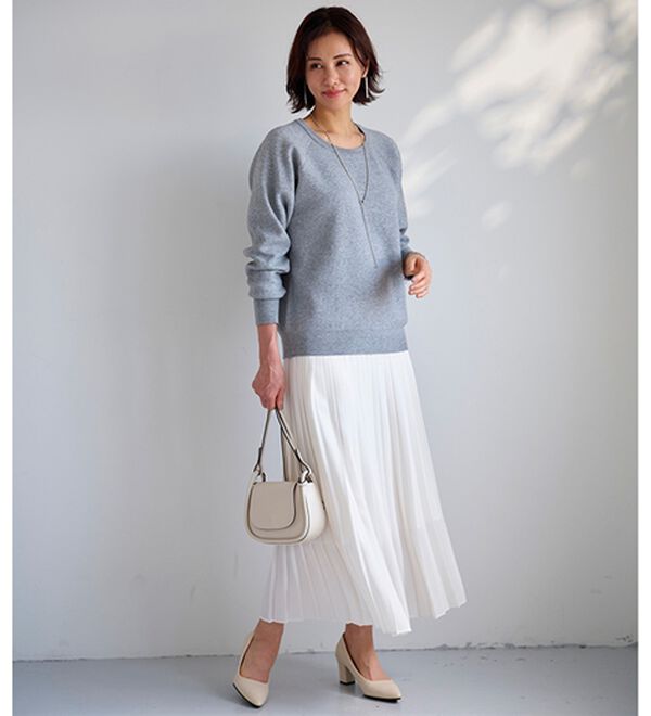 BELLUNA（ベルーナ）の「トレーナー感覚！きれいめカジュアルさんのためのニットトレーナー（ニット・セーター）」｜詳細画像