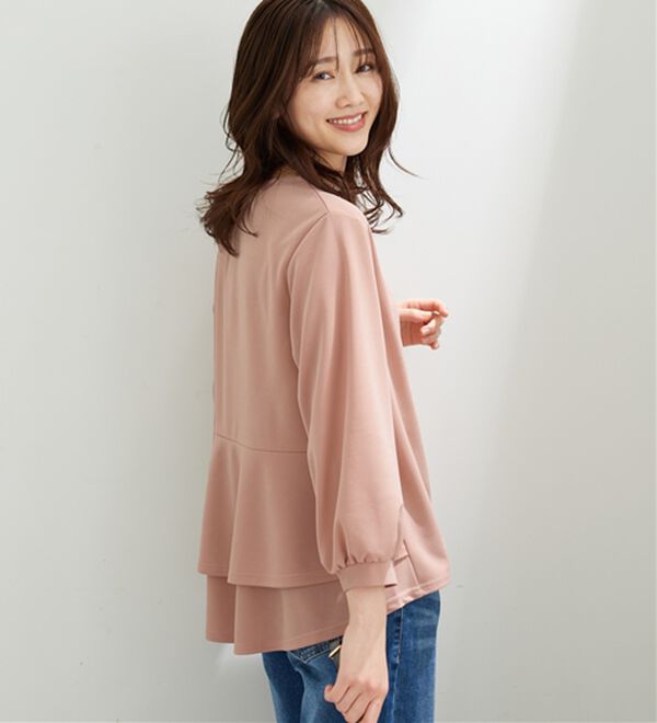 BELLUNA（ベルーナ）の「【再入荷】ボリューム袖美人顔バックフレアーＴブラウス（ブラウス）」｜詳細画像