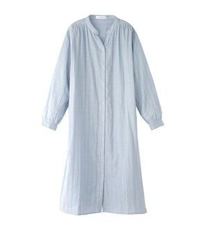 BELLUNA（ベルーナ）の「綿100％ダブルガーゼ素材ワンピース（その他ワンピース）」｜ブルー系ストライプ