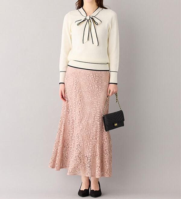 alotta（アロッタ）の「配色ボウタイニットトップス（ニット・セーター）」｜詳細画像