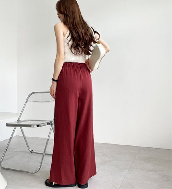 GeeRA（ジーラ）の「冷感リネン風イージーワイドパンツ（ワイドパンツ・ガウチョ）」｜詳細画像