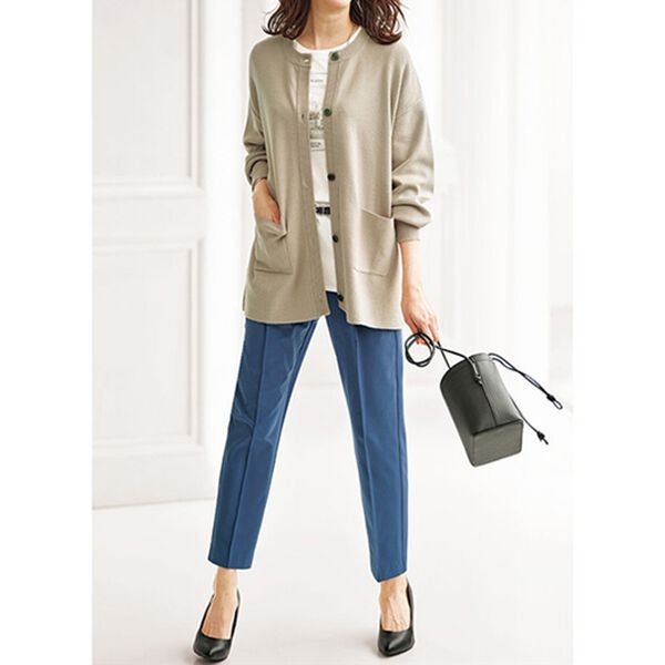 BELLUNA（ベルーナ）の「もっちり素材ノーカラーカーディガン（ニットカーディガン）」｜詳細画像