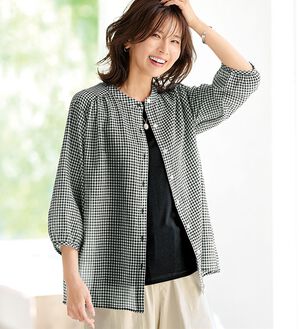 BELLUNA（ベルーナ）の「【タンクトップ付】綿シアーシャツブラウスセット（シャツ）」｜詳細画像