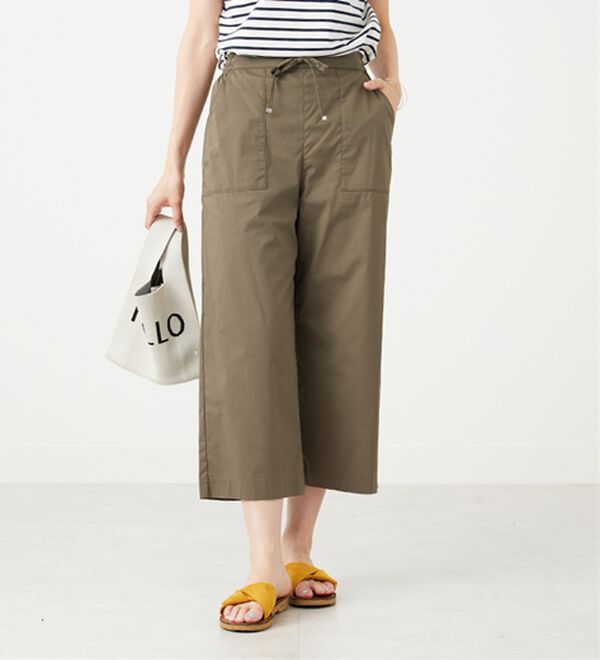 BELLUNA（ベルーナ）の「【店舗・ネット限定】サラリ綿混ベイカーワイドパンツ（ワイドパンツ・ガウチョ）」｜詳細画像