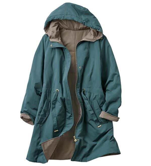 BELLUNA（ベルーナ）の「軽くて暖かい！蓄熱機能配色コート（ハーフコート）」｜セージ／モカ