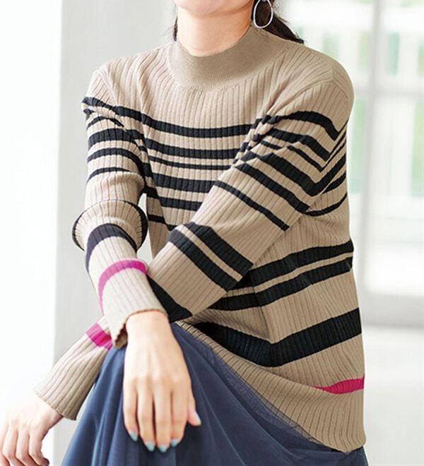 BELLUNA（ベルーナ）の「春のおしゃれ着に最適！ボーダーニット（ニット・セーター）」｜詳細画像