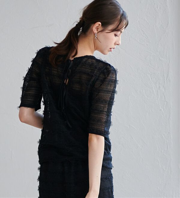 RANAN（ラナン）の「フリルレースパフスリーブトップス（カットソー）」｜詳細画像