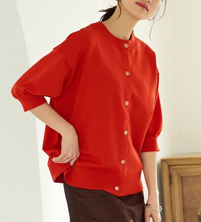 BELLUNA（ベルーナ）の「【快適Ｌａｂ．】洗える！軽い！５分袖ニットカーディガン（ニットカーディガン）」