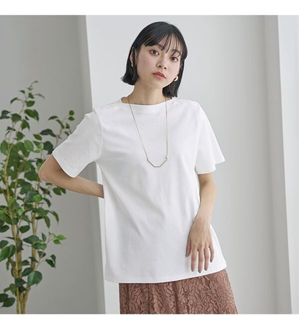 BELLUNA（ベルーナ）の「艶やか綿１００％シンプルプルオーバー（カットソー）」｜詳細画像