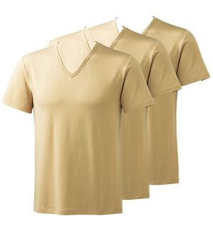 「【３枚組】＜ヘッド＞シルキーエアースマート冷感インナー（メンズ肌着・インナーウェア）」｜ベージュ3枚組 半袖V首