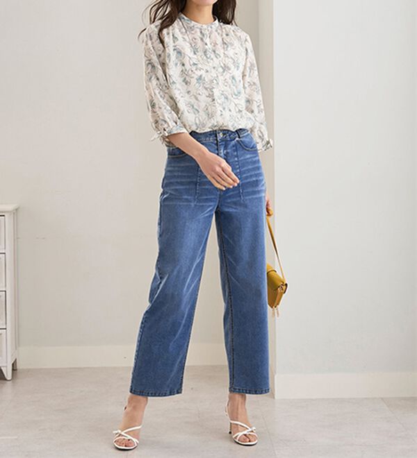 BELLUNA（ベルーナ）の「ヒンヤリ冷感！ライトオンスジーンズ（ワイド）（ワイドパンツ・ガウチョ）」｜詳細画像