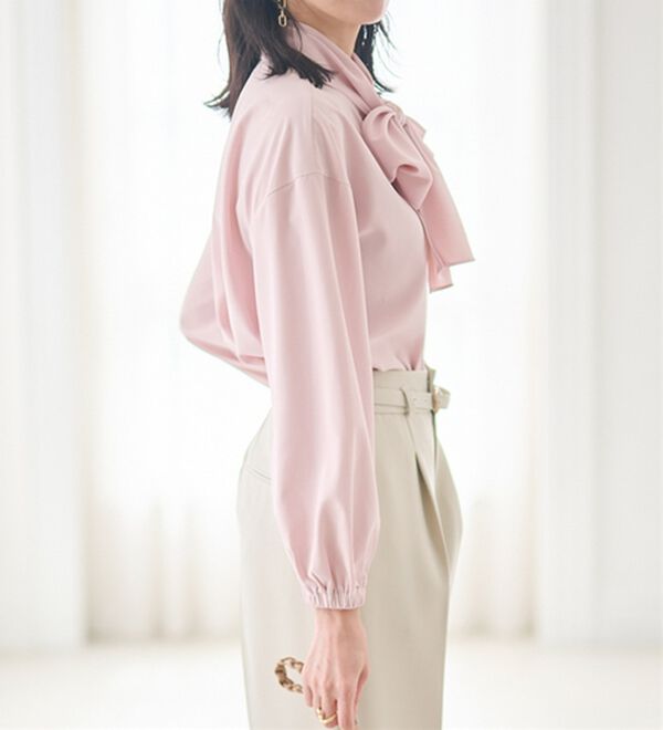 美品　ソブ　sov. シャツ　とろみ　ボウタイ　ピンク　長袖 楽天市場】ボウタイブラウス 長袖 ブラウス ボウタイ シャツブラウス