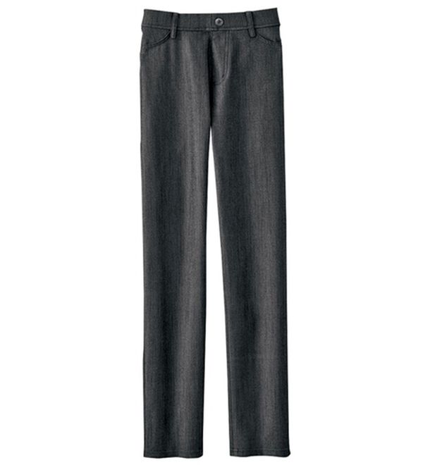 BELLUNA（ベルーナ）の「裏メッシュさらさらストレートパンツ（クロップドパンツ）」｜ブラックデニム調