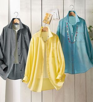 ルフラン（ルフラン）の「【３色組】大人のためのシアーストライプシャツ（シャツ）」｜詳細画像