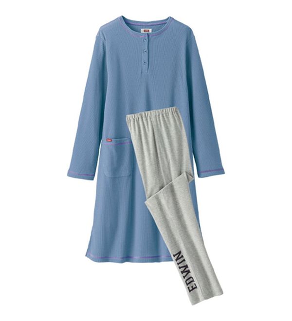 BELLUNA（ベルーナ）の「【ＥＤＷＩＮ】パンツ付ワッフル素材ワンピースルームウェア（パジャマ・ルームウェア）」｜詳細画像