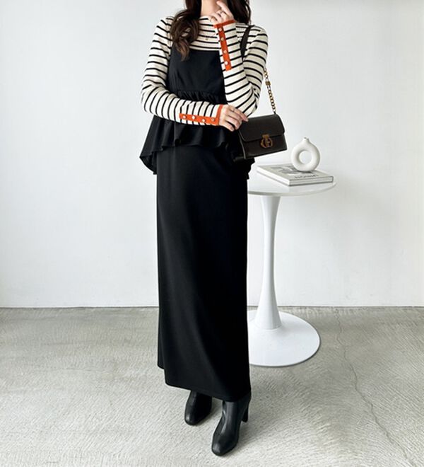 GeeRA（ジーラ）の「袖口ボタン配色ボートネックリブニット（ニット・セーター）」｜詳細画像