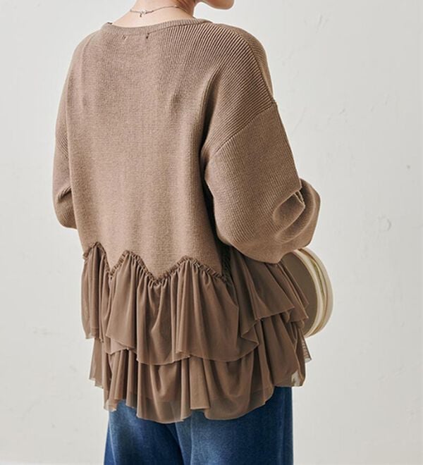 RANAN（ラナン）の「＜ムースタッチライト＞洗える！裾チュールドッキングニット（ニット・セーター）」｜詳細画像