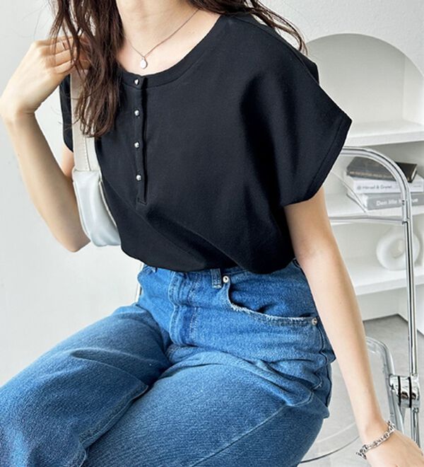 GeeRA（ジーラ）の「綿１００％前後２ＷＡＹシルケットフレンチスリーブカットソー（Tシャツ）」｜詳細画像