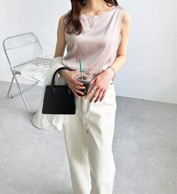 GeeRA（ジーラ）の「前後２ｗａｙヴィンテージサテンノースリーブ（タンクトップ・キャミソール）」｜詳細画像