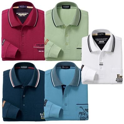 「【５色組】新デザイン長袖ブランドポロシャツ（メンズポロシャツ）」