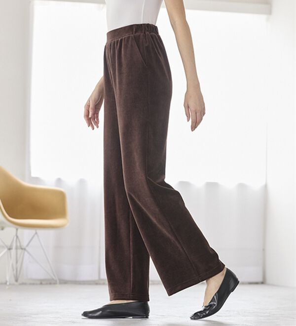 BELLUNA（ベルーナ）の「綺麗見えベロアワイドパンツ（フルレングスパンツ）」｜詳細画像