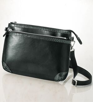 「クロコ＆イタリアンレザースマートショルダー（メンズショルダーバッグ）」｜1