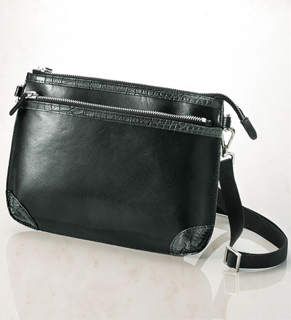 「クロコ＆イタリアンレザースマートショルダー（メンズショルダーバッグ）」｜1