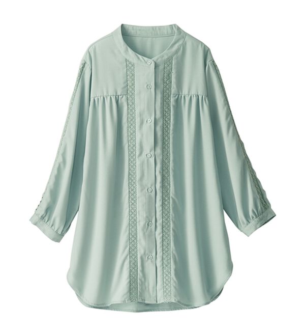 BELLUNA（ベルーナ）の「ビンテージ素材レース使いシャツチュニック（チュニック）」｜詳細画像