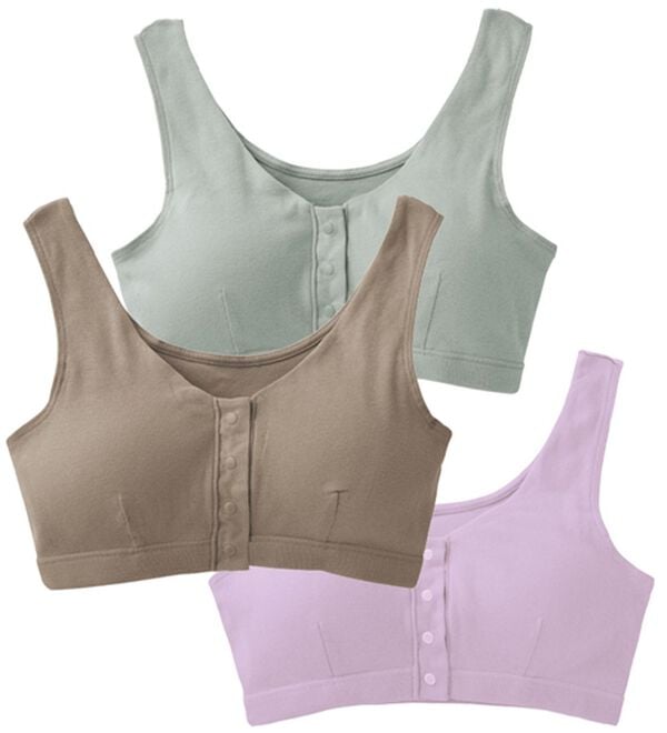 「【３色組】肌にやさしい綿１００％前開きブラ（ノンワイヤーブラ）」｜3色組