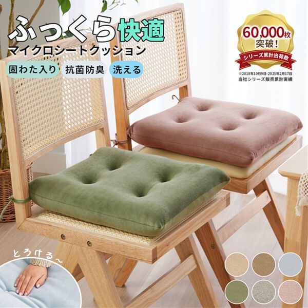 iellio（イエリオ）の「とろけるマイクロシートクッション２枚組＜抗菌防臭機能付＞（クッション・クッションカバー）」｜詳細画像