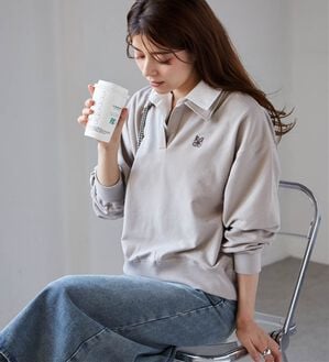 RANAN（ラナン）の「レイヤード襟付きスウェット（トレーナー・スウェット）」｜グレージュ