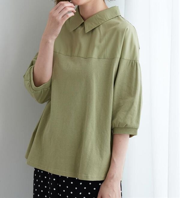 BELLUNA（ベルーナ）の「衿付き異素材切替プルオーバー（カットソー）」｜詳細画像