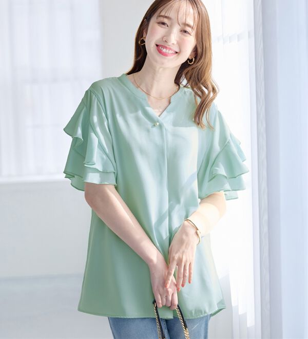 イージーケア】フリル袖チュニックブラウス - ベルーナ【公式】